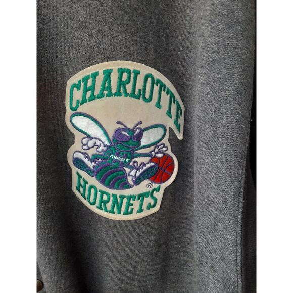 VTG 1993 Charlotte Hornets Teamwork Varsity Button Up Sweatshirt Jacket - Picture 2 of 11
